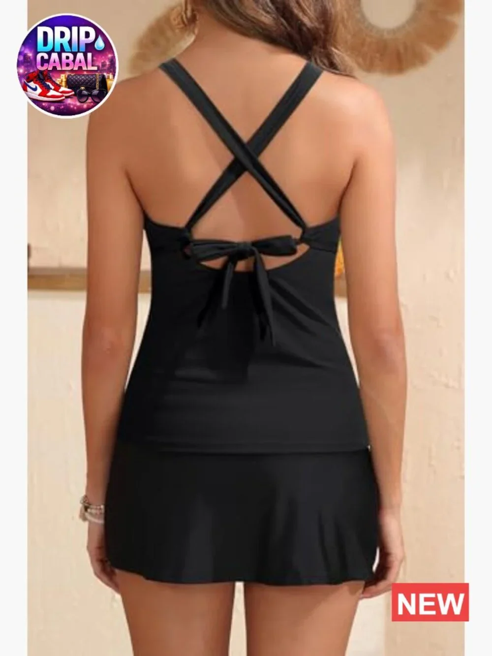 Halter Tankini Top with Skirt Bottom Tummy Control 2 Piece Swimsuit